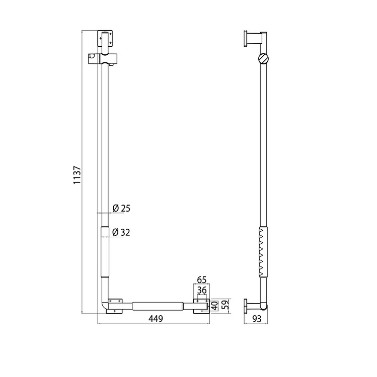 EMCO "System 2" 357021209 Grab Bar with Shower Sliding Bar (Right)