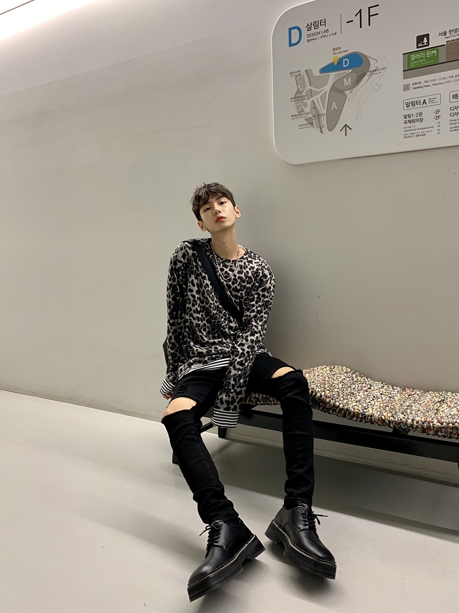 豹紋拼接長袖上衣 / L / 不提供退換貨