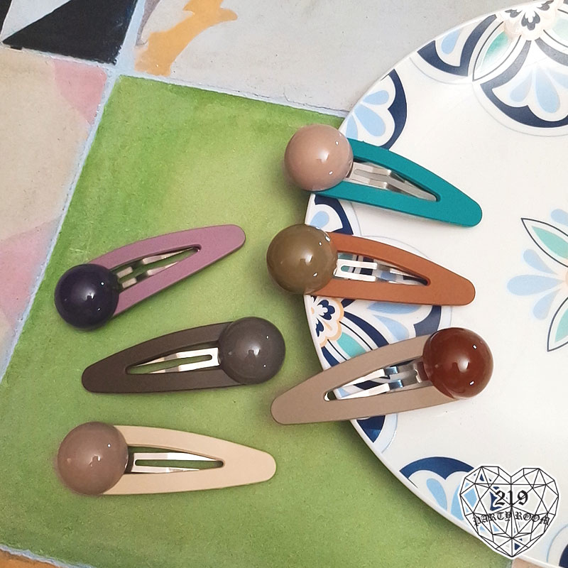 莫蘭迪圓球嗶啵髮夾