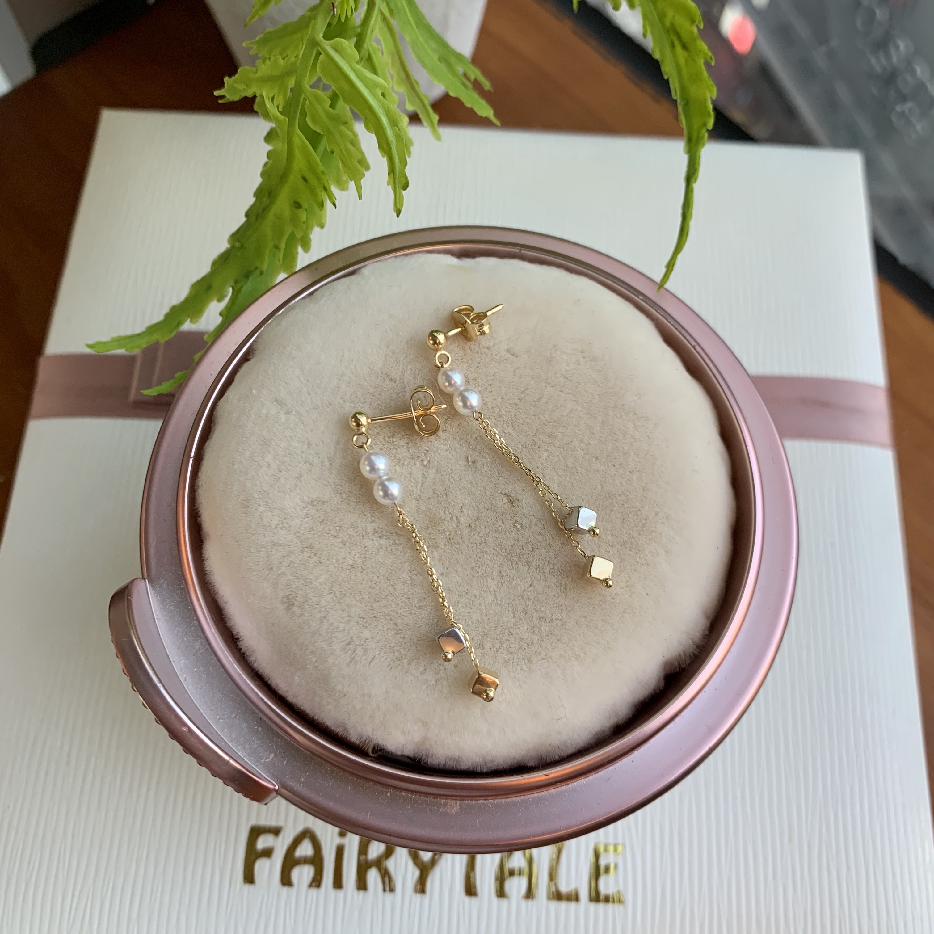 18K雙色金日本彩凜珠耳環