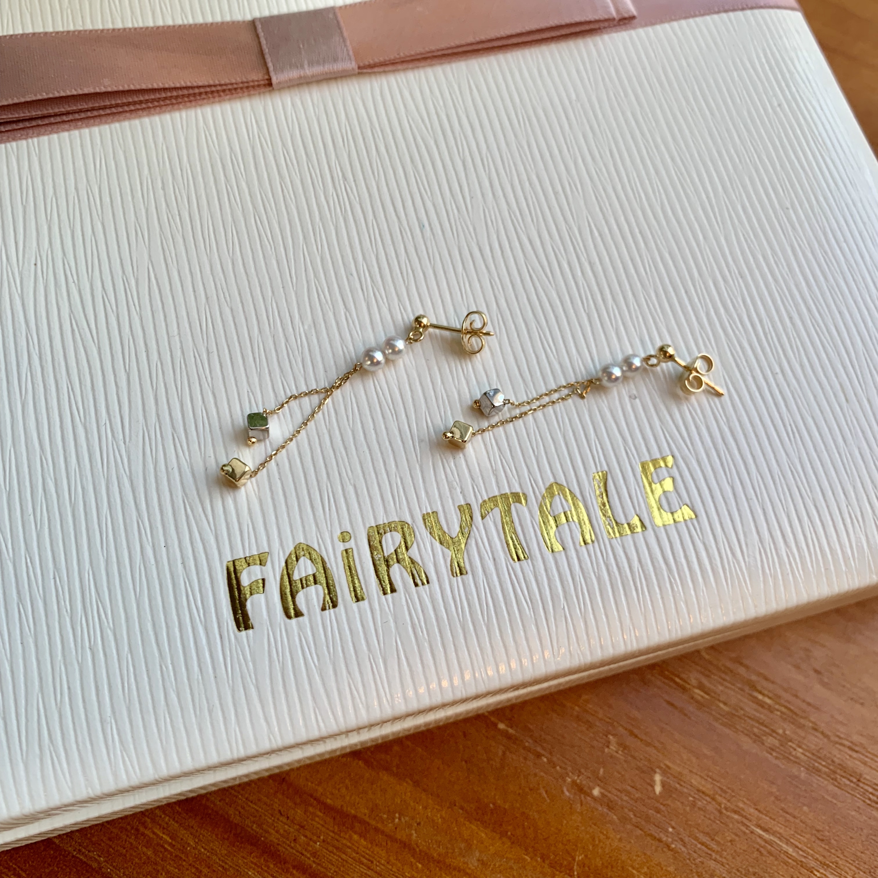 18K雙色金日本彩凜珠耳環