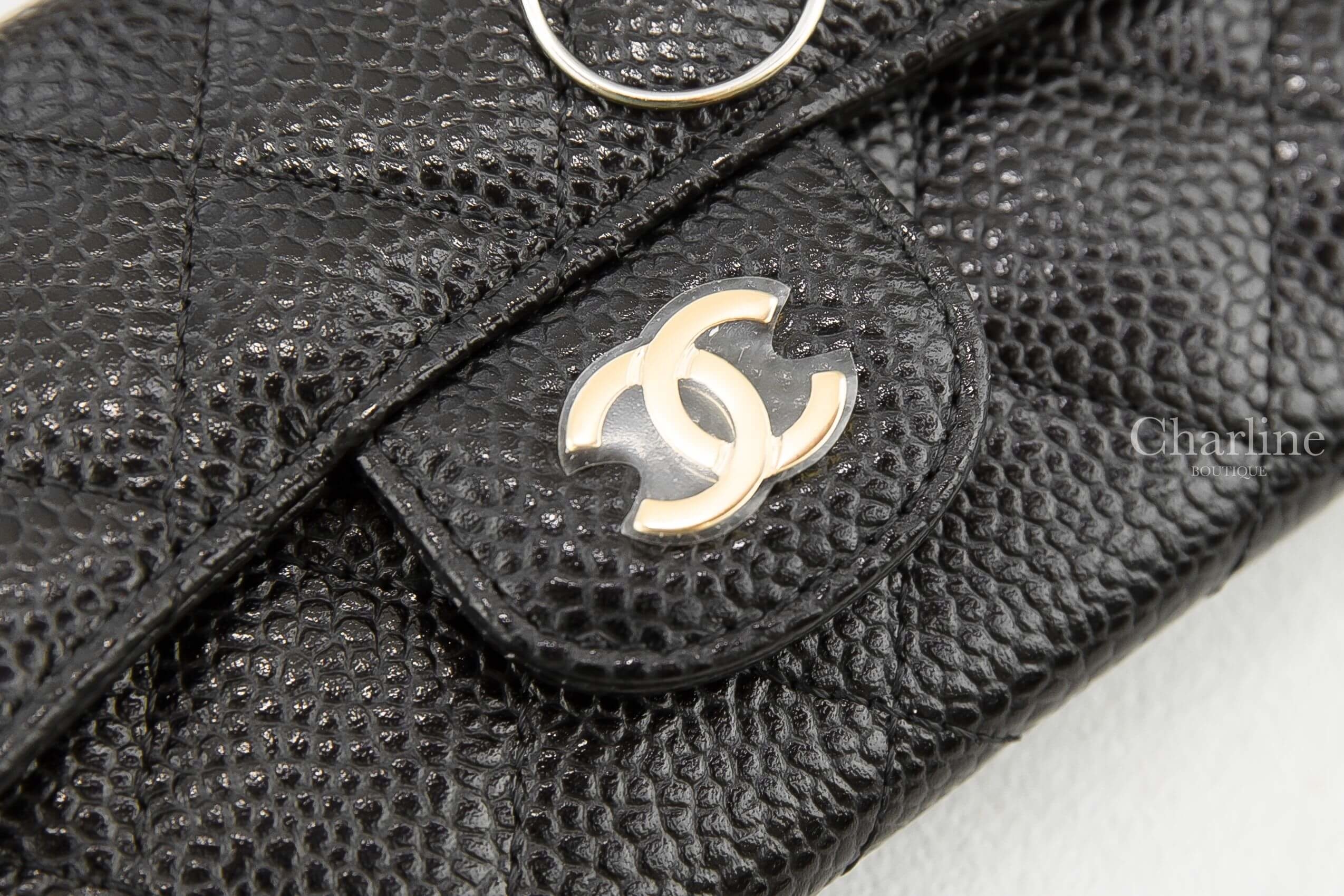 Chanel Classic Card Holder 黑色金CC酒紅內裡荔枝菱格紋零錢夾