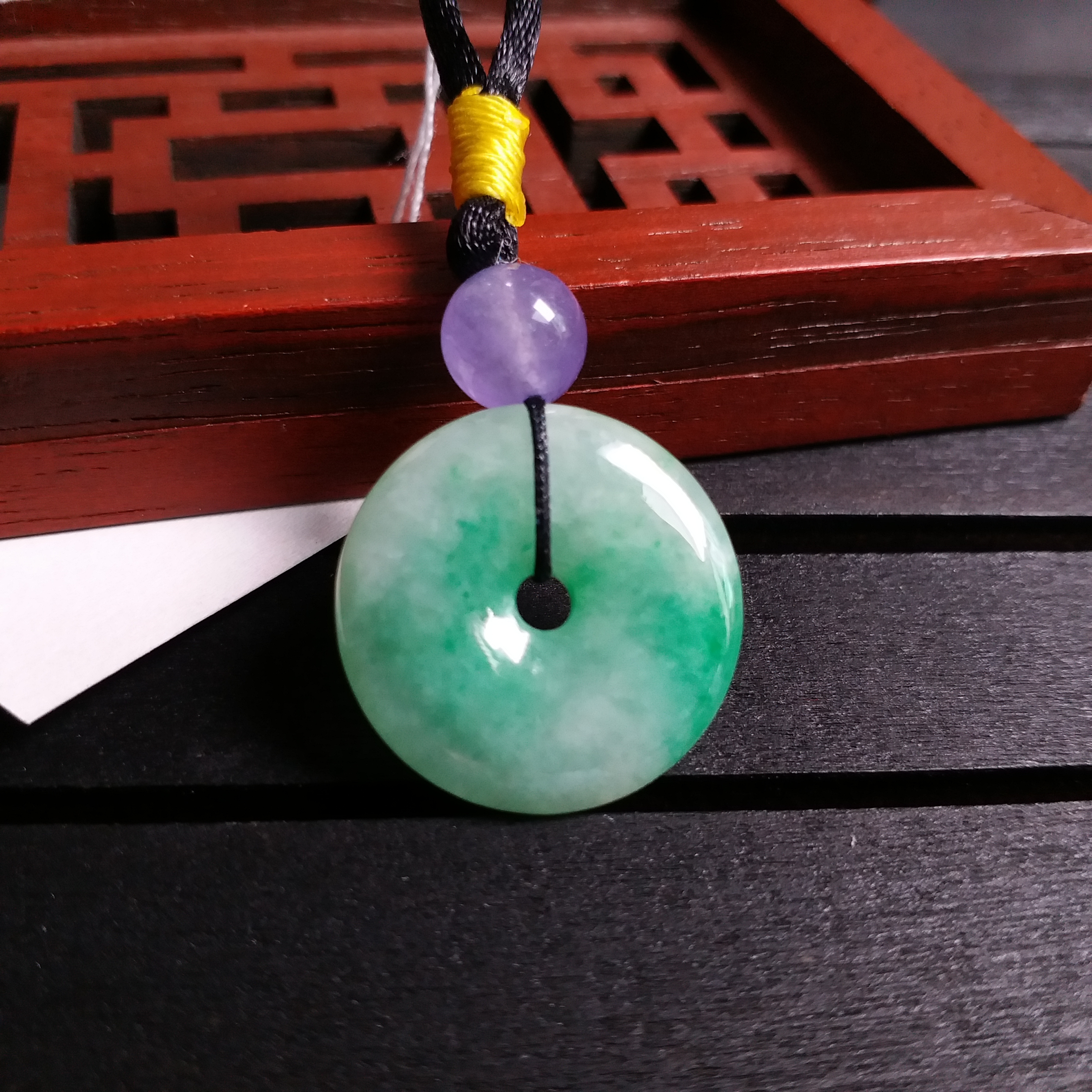 J1528 冰種飄陽綠平安扣 (22mm直徑)