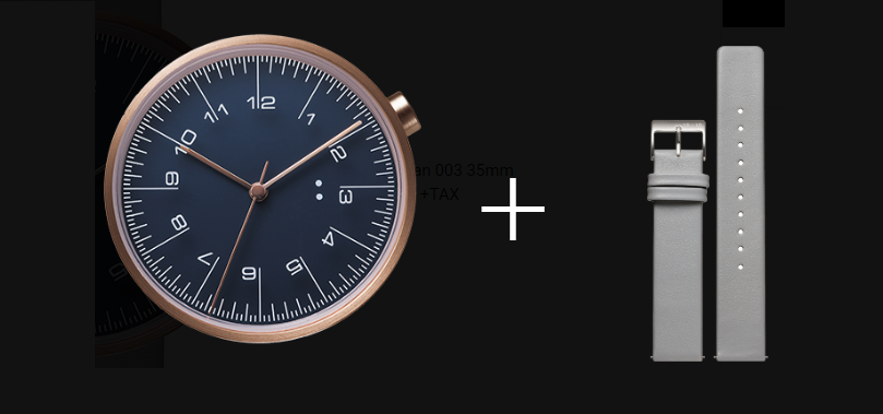 萬年鐘錶 - 10:10 BY NENDO  draftsman 003 策畫者系列  玫瑰金框/灰皮  錶徑35MM