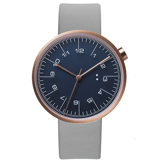 萬年鐘錶 - 10:10 BY NENDO  draftsman 003 策畫者系列  玫瑰金框/灰皮  錶徑35MM