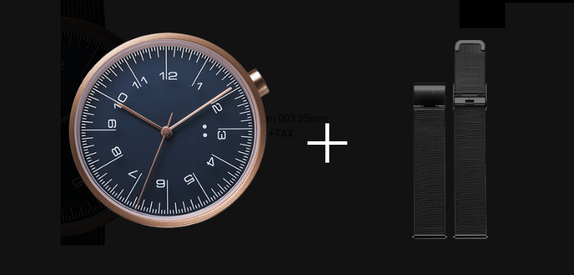 萬年鐘錶 - 10:10 BY NENDO  draftsman 003 策畫者系列  玫瑰金框/黑米蘭 錶徑35MM