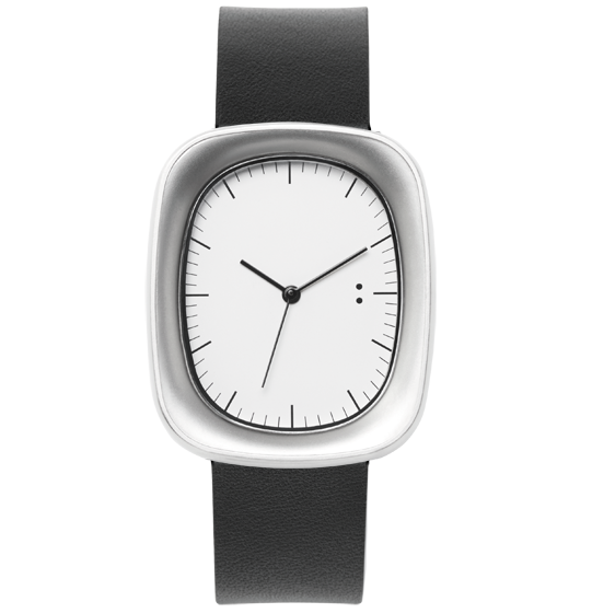 萬年鐘錶 - 10:10 BY NENDO  Window 001 機窗系列  銀框/黑皮 錶徑31MM