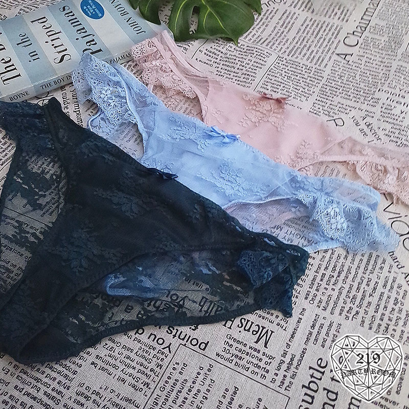 F-日單蕾絲荷葉邊透膚內褲