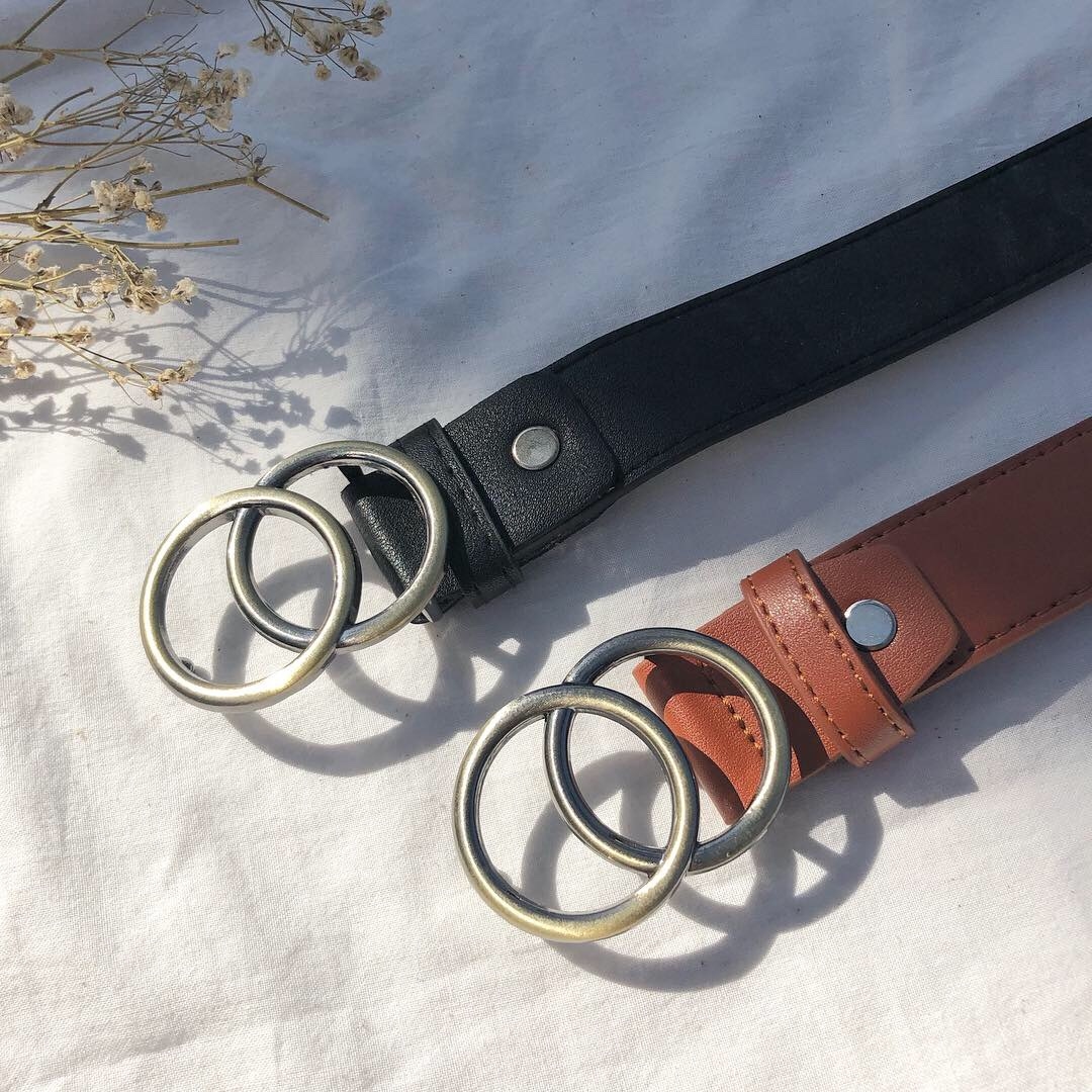 韓國雙圓皮帶/兩色