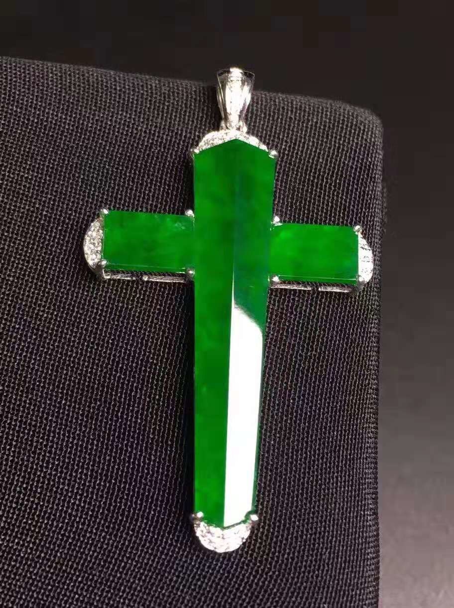 冰陽綠十字架, 天然翡翠A玉, 緬甸玉, Jade, Jadeite