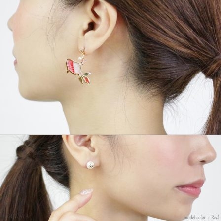 [日本制]和紙封入金魚耳環