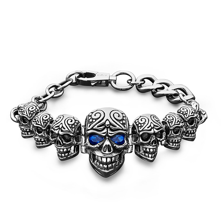 全鋼藍眼末日骷髏手環