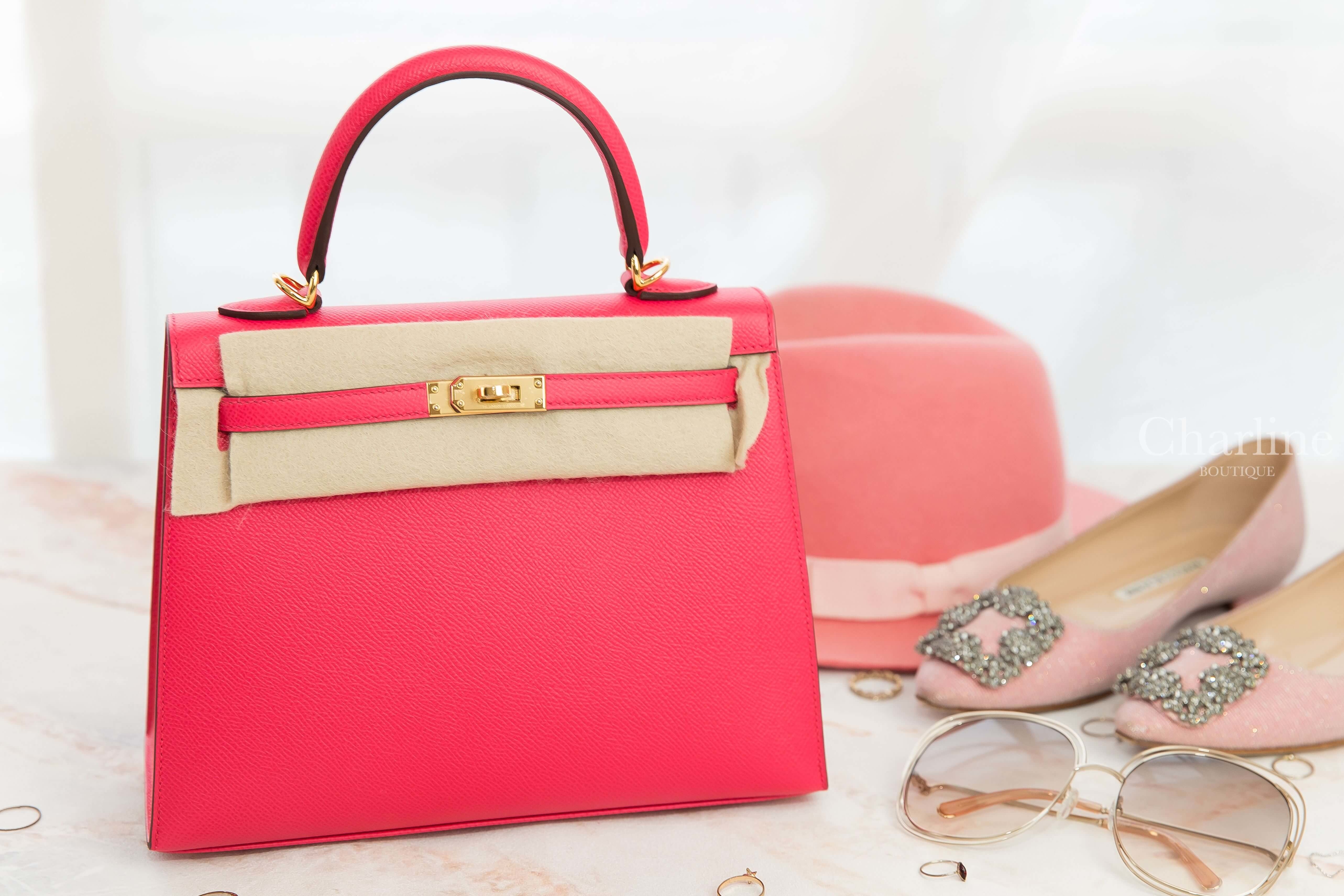 Hermès Kelly 25cm ​I6 Rose Extreme Epsom 玫瑰桃粉色金釦凱莉包
