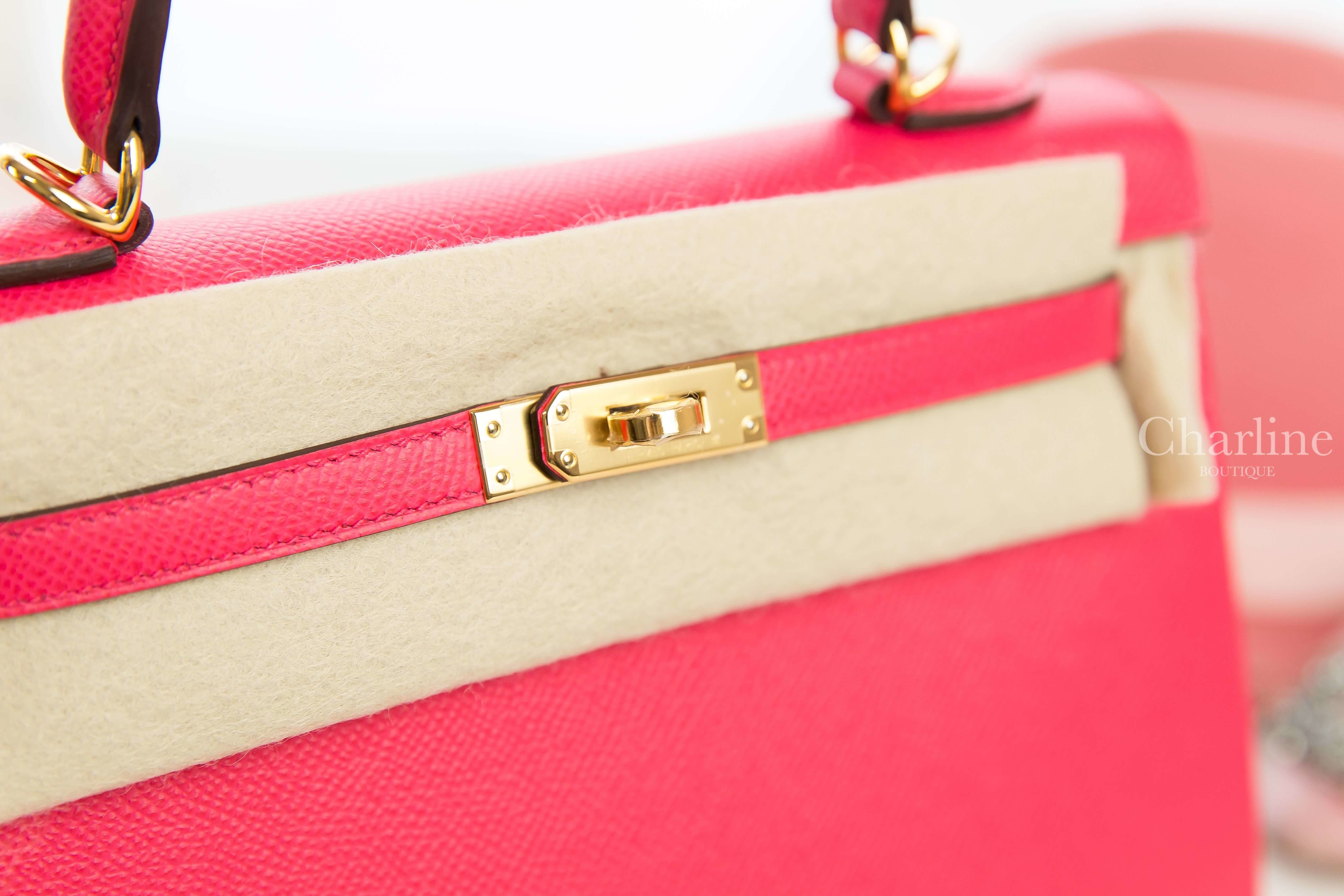 Hermès Kelly 25cm ​I6 Rose Extreme Epsom 玫瑰桃粉色金釦凱莉包