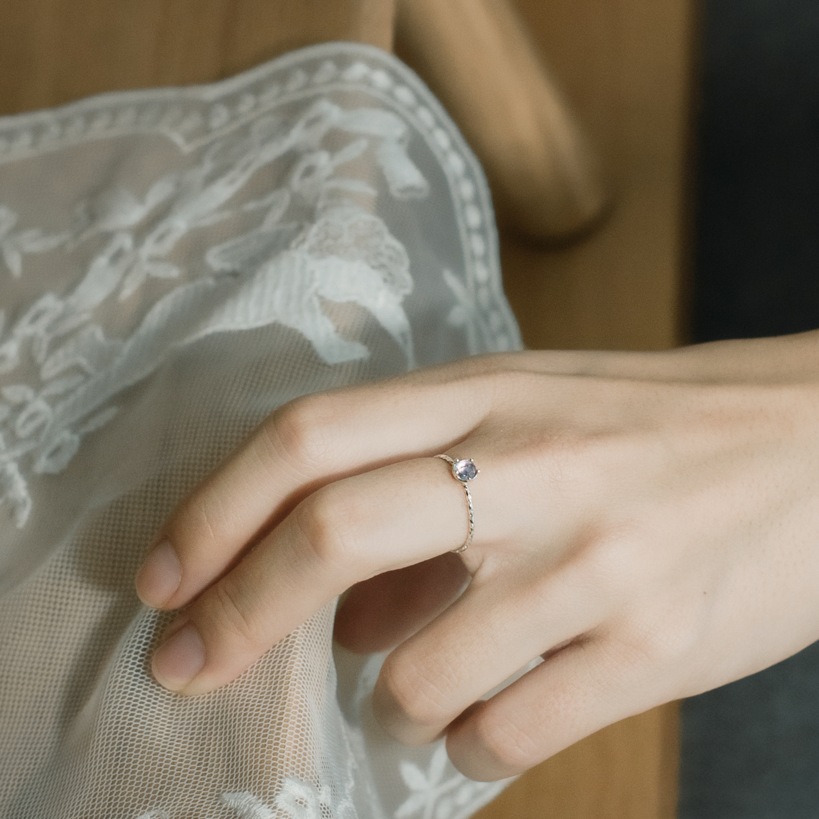 小皇冠紫水晶細戒-銀