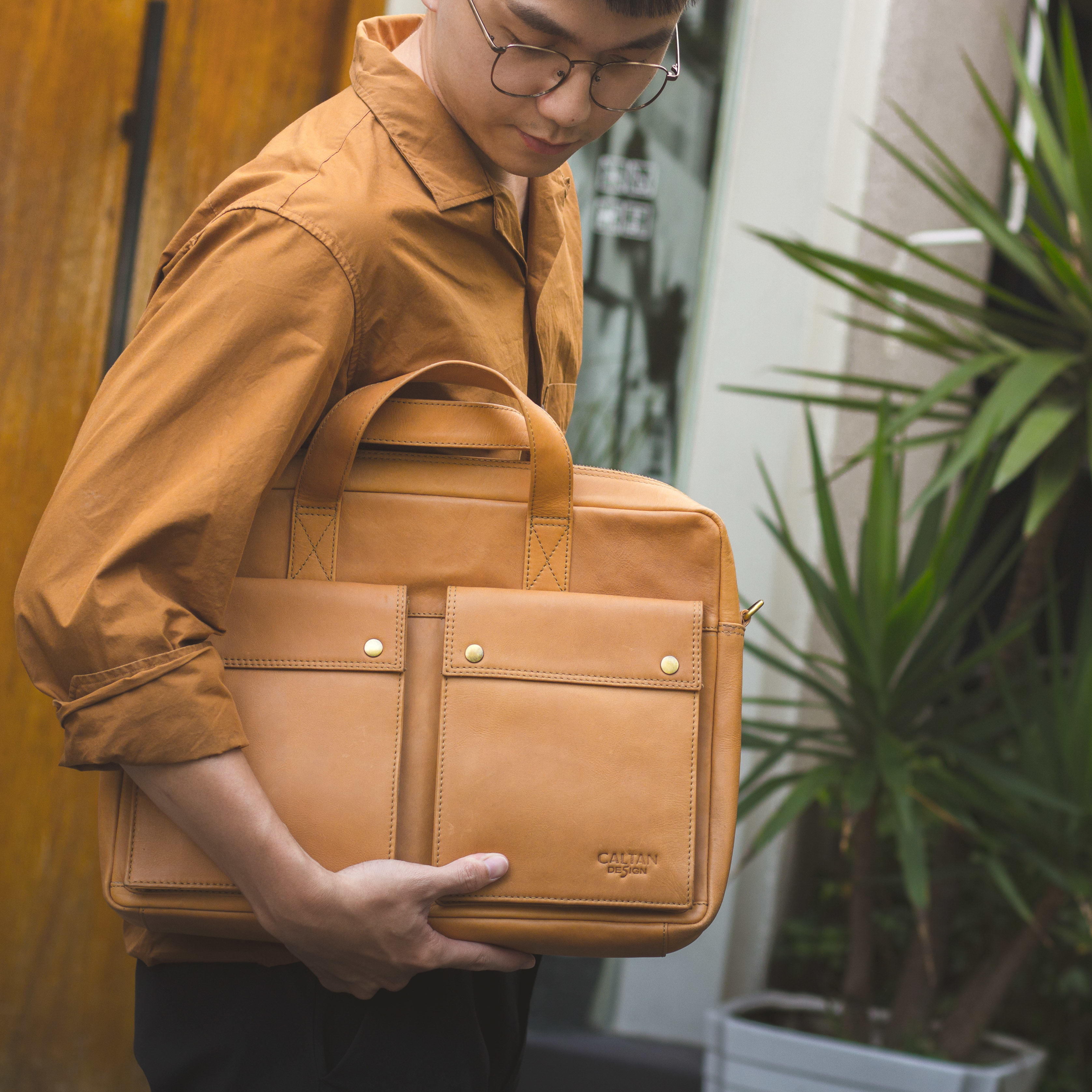 雙口袋手提斜背兩用包-兩色(5206)