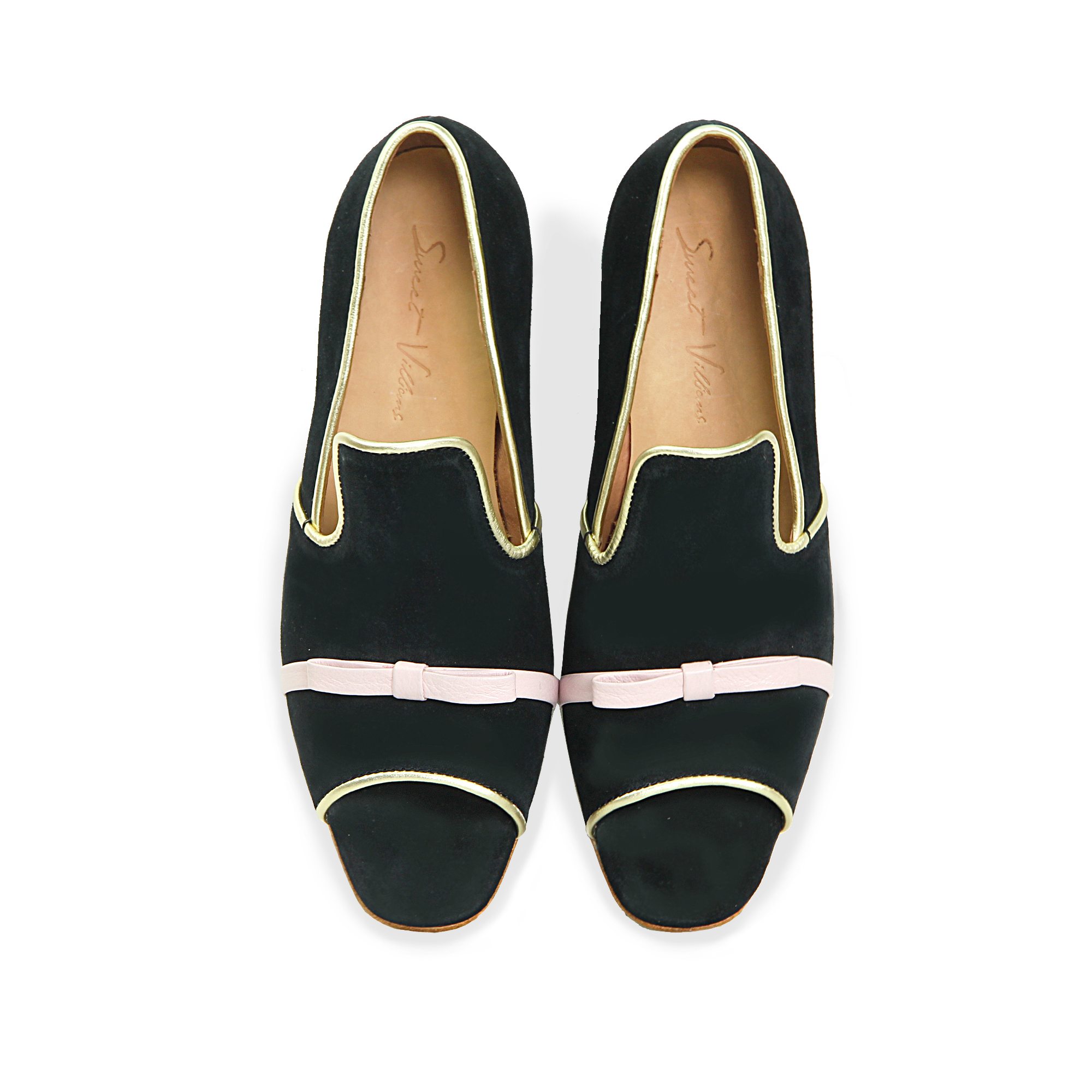 Flora W1075 Black Leather Peep-Toe Pumps