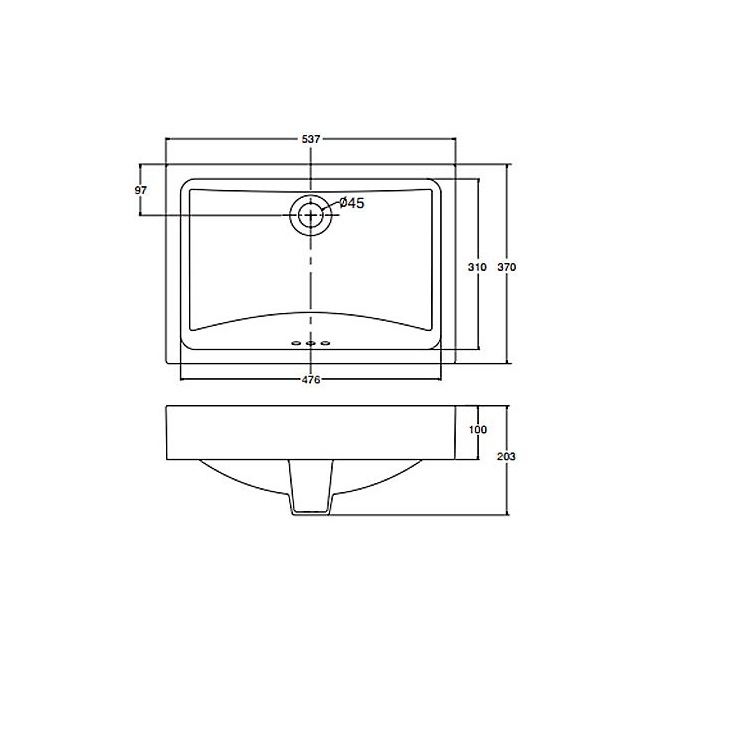 Kohler "Ladena" K-9220T-0 Rectangular Vessel Washbasin
