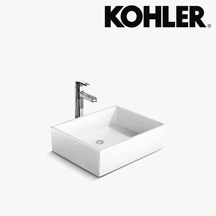 Kohler "Delta" K-19897T-0 + K-1065000-CP Rectangular Vessel Washbasin with Click-clark Waste