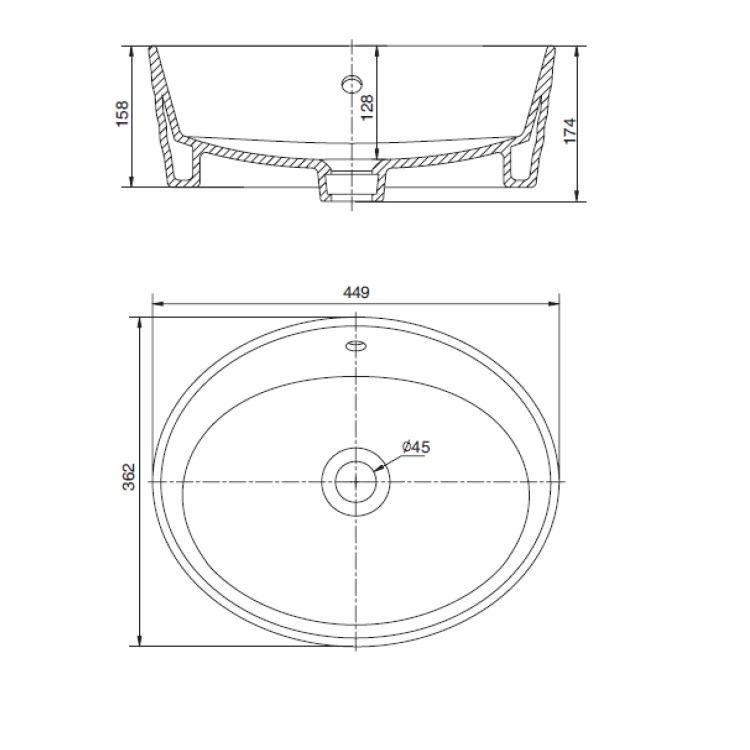 Kohler "Tresham" K-2965T-0 Oval Vessel Washbasin