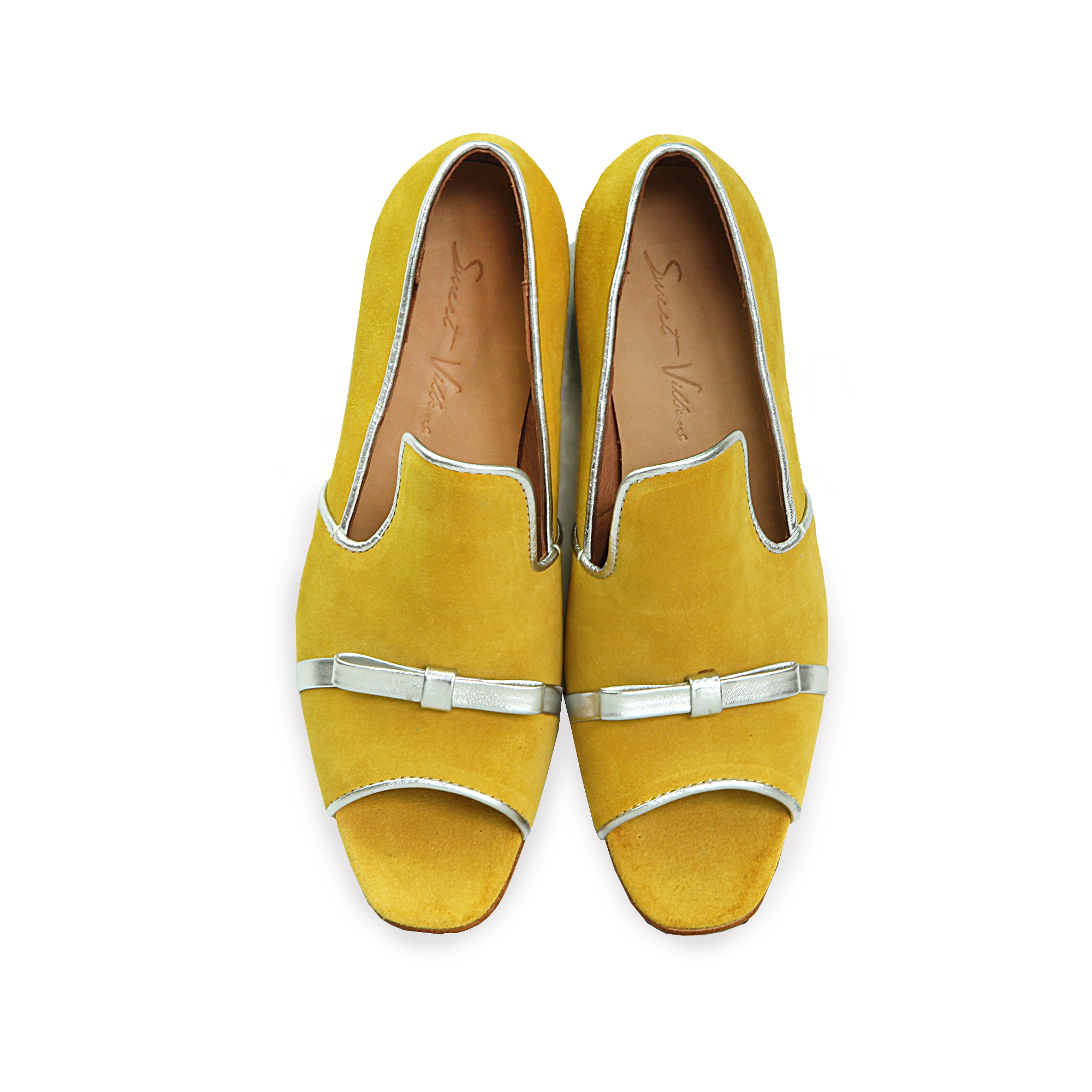 Flora W1075 Yellow Leather Peep-Toe Pumps