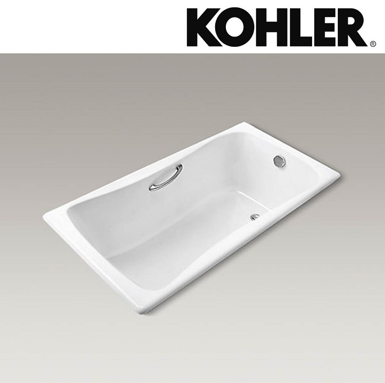 Kohler "Bliss" K-17270H-GR-0 Drop In Cast Iron Bathtub with Handgrip (K-17275T-CP Included)