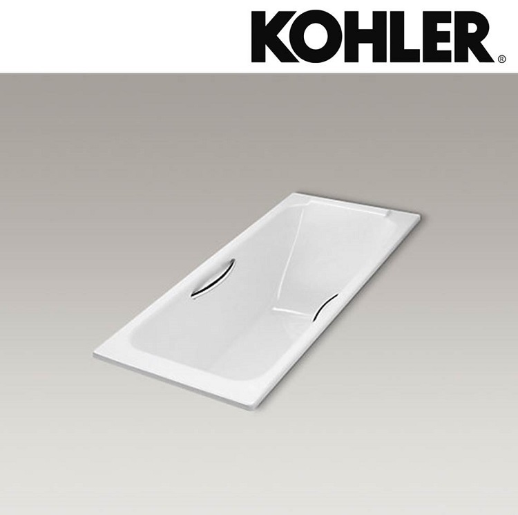 Kohler "Parallel" K-1875H-GR-0 Drop In Cast Iron Bathtub with Handgrip (K-8278T-CP Included)