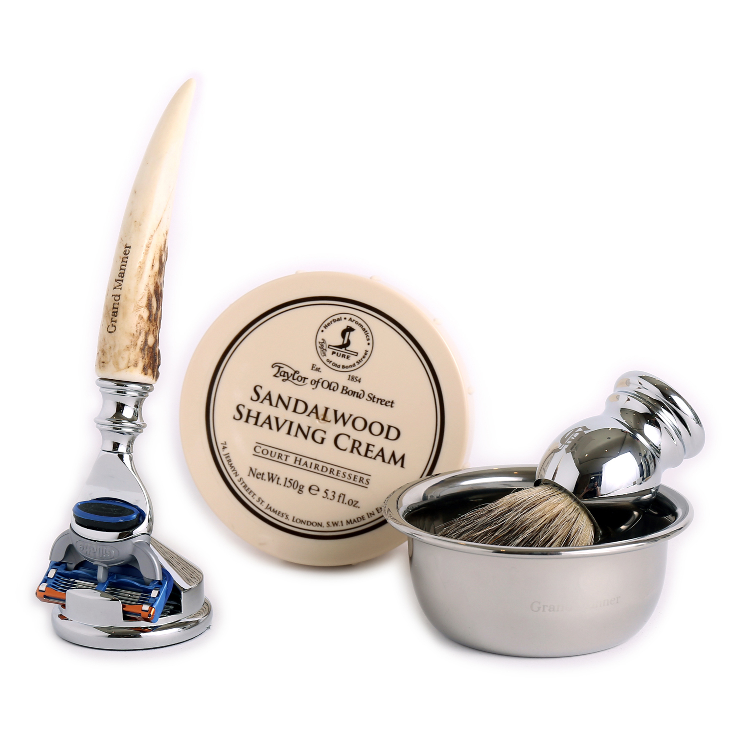 ★ 65折 ★ 傳世鹿角 手動安全刮鬍刀 5件超值組（Fusion / 鋒隱刀片）