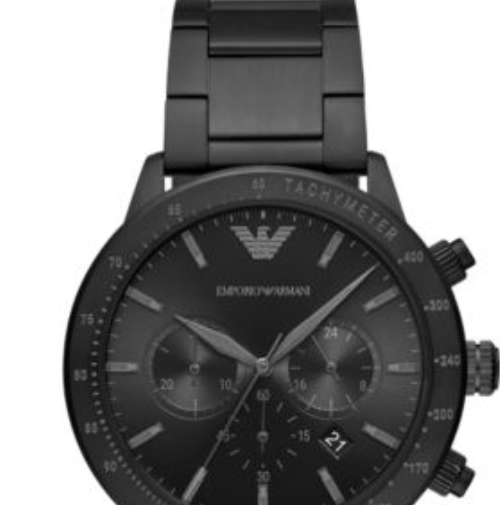 萬年鐘錶 - ARMANI   全黑三眼男錶  AR11242  表徑43MM