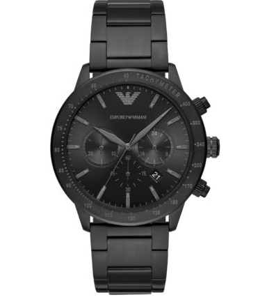 萬年鐘錶 - ARMANI   全黑三眼男錶  AR11242  表徑43MM