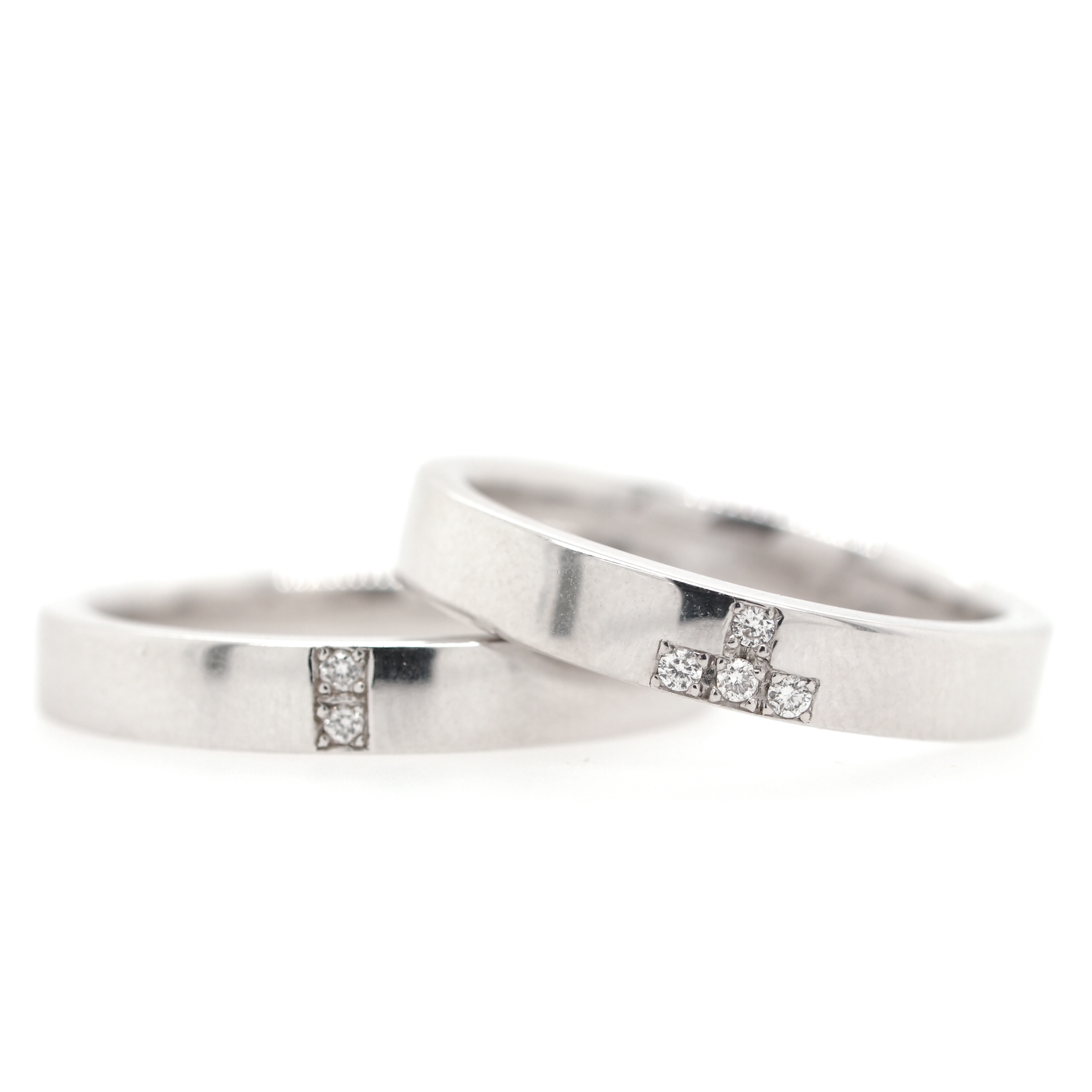 18K白金天然鑽石結婚戒指