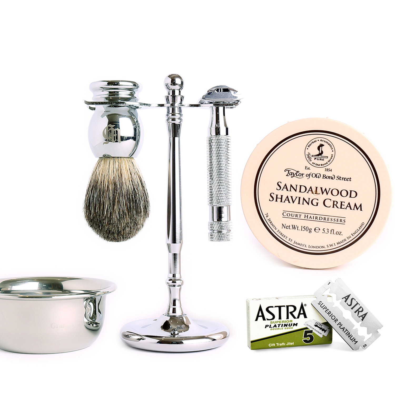 ★ 65折 ★ 特務系列 復古雙面安全手動刮鬍刀 6件超值組（銀 / 傳統老式雙刃刮鬍刀片）