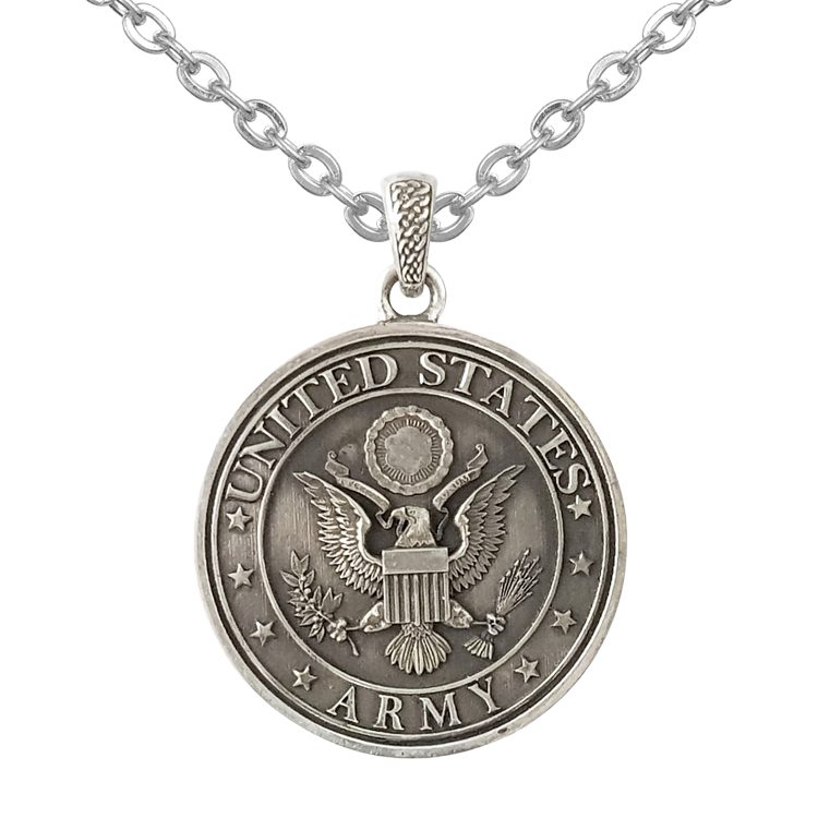 純銀項鍊，男士項鍊 徽章系列；United states army 美國陸軍徽章（6097）