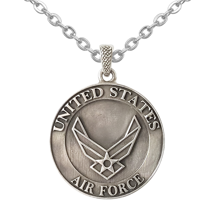 純銀項鍊，男士項鍊 徽章系列；United States air force美國空軍（6098）