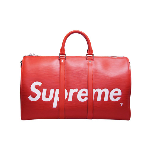 louis vuitton x supreme keepall bandouliere epi 45 red