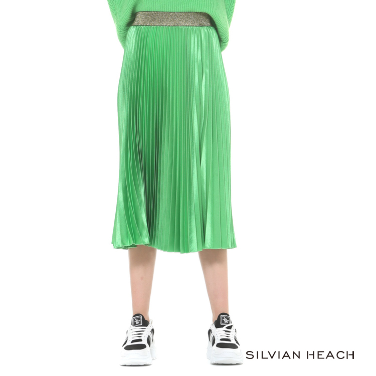 【silvian-heach】緞面腰間彈性百褶裙