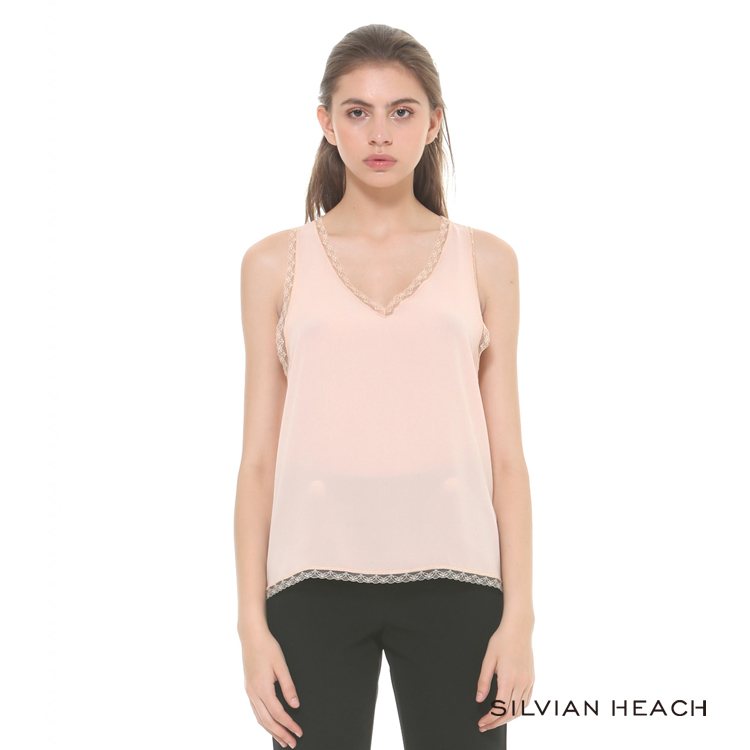 【silvian-heach】膚色深V無袖上衣