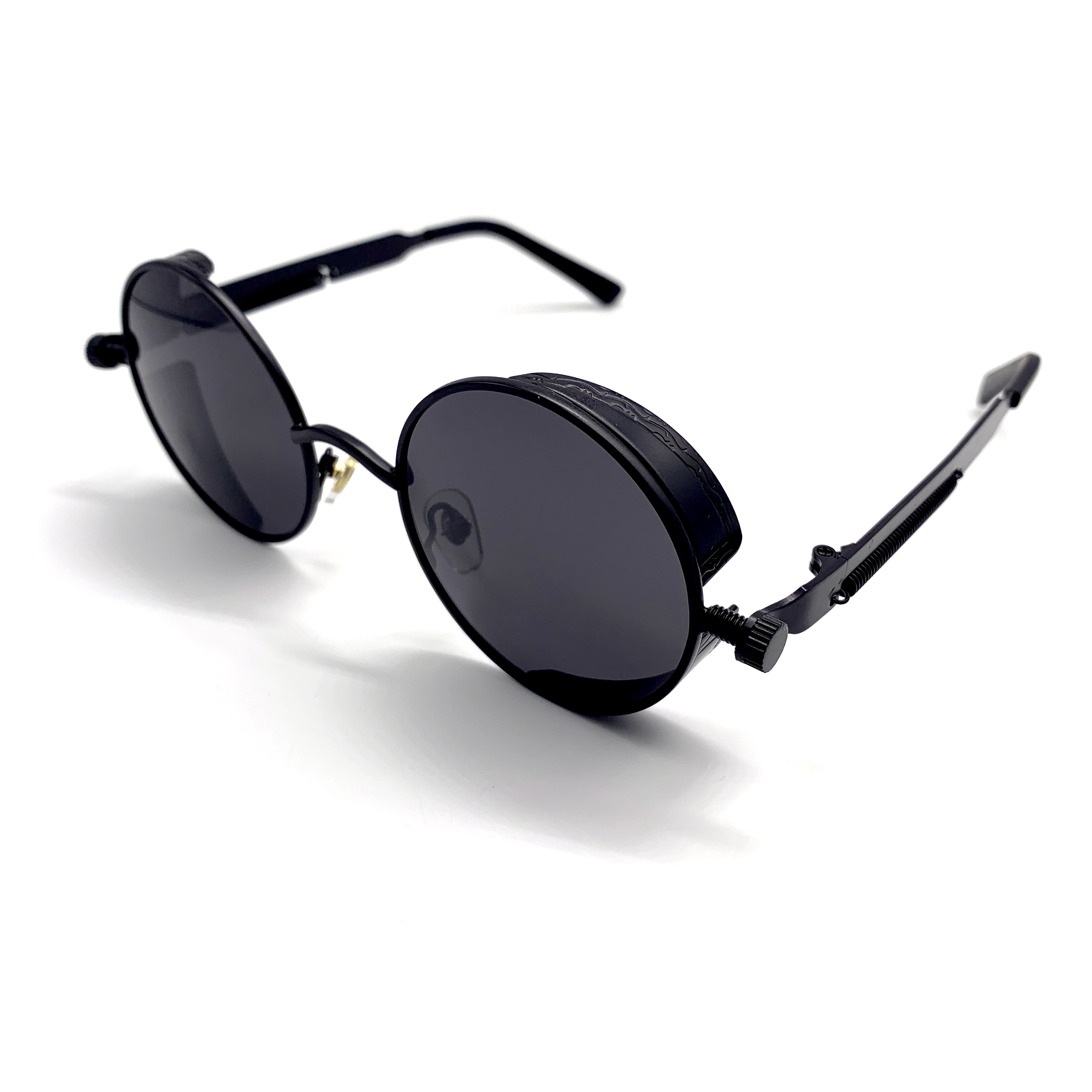 CHILL時尚圓框精工百搭墨鏡-黑框黑片