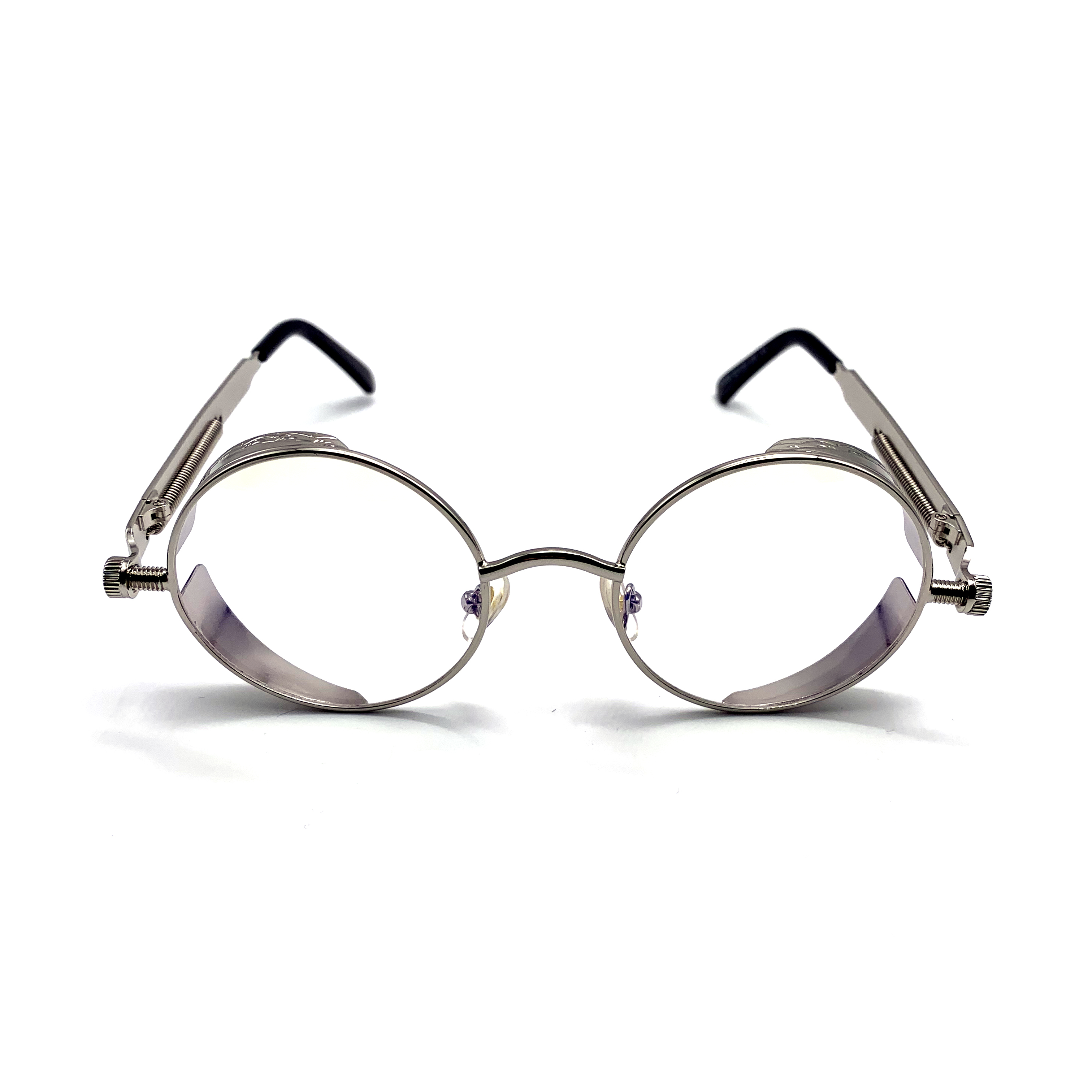 CHILL時尚圓框精工百搭墨鏡-銀框透明