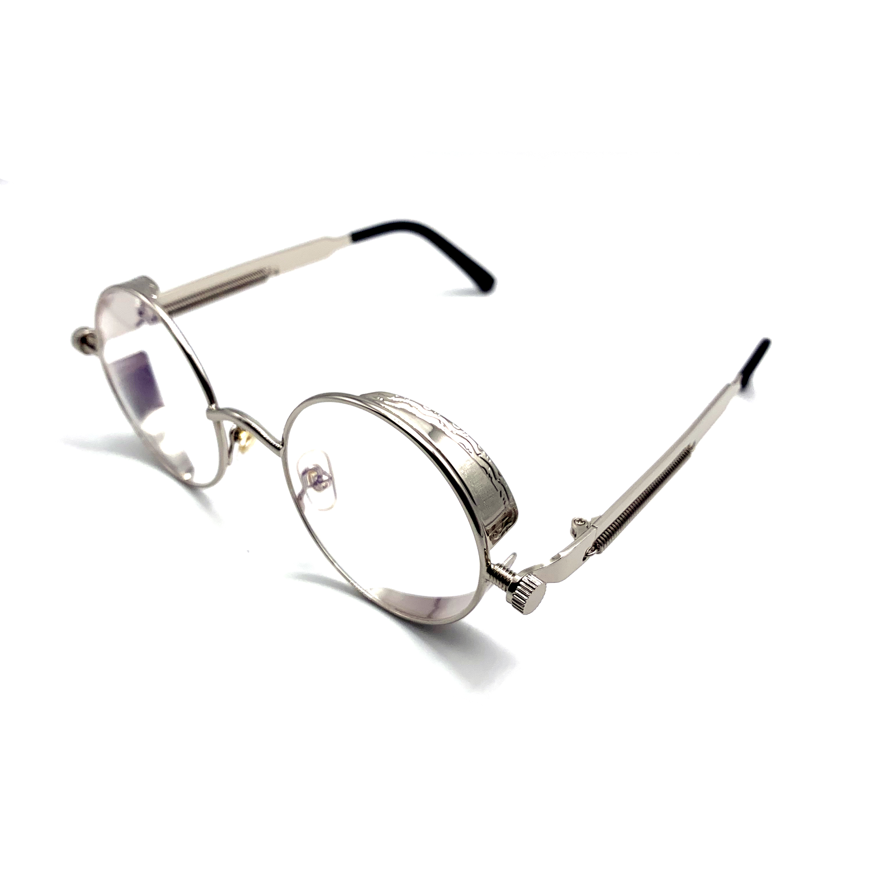 CHILL時尚圓框精工百搭墨鏡-銀框透明