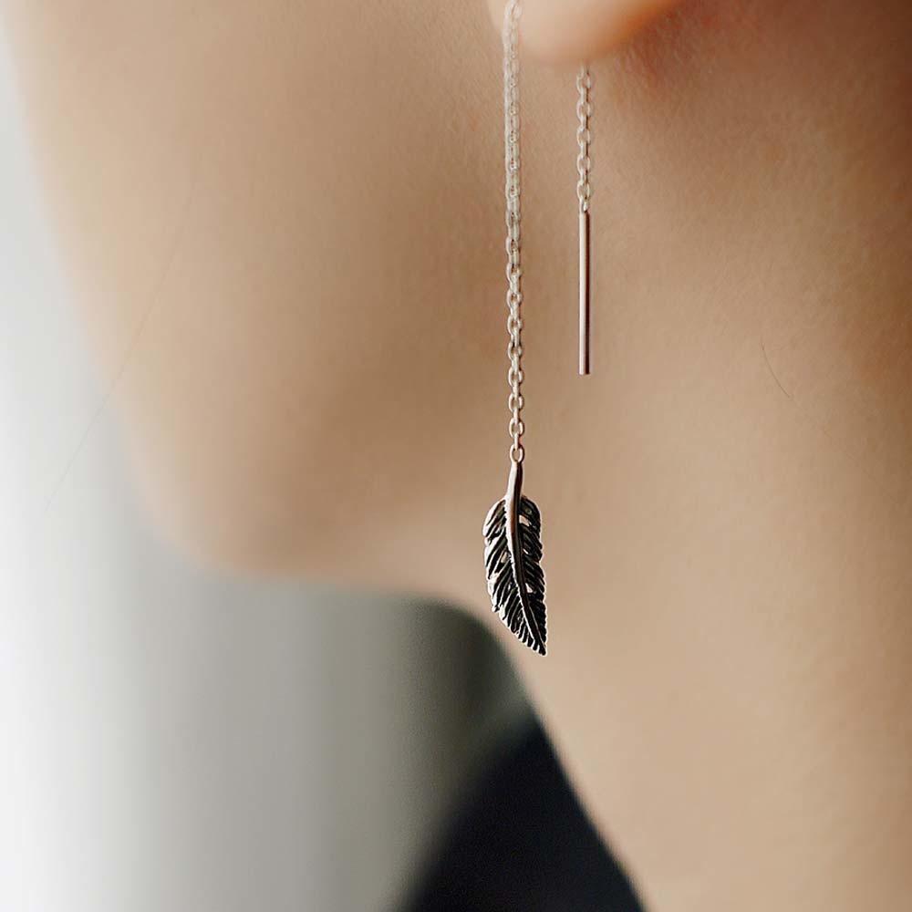 飛翔的羽毛純銀耳線式耳環/SE788N
