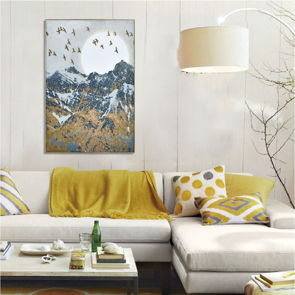 69折 - 北歐風尚板畫有框畫40x60-日初登峰WA104