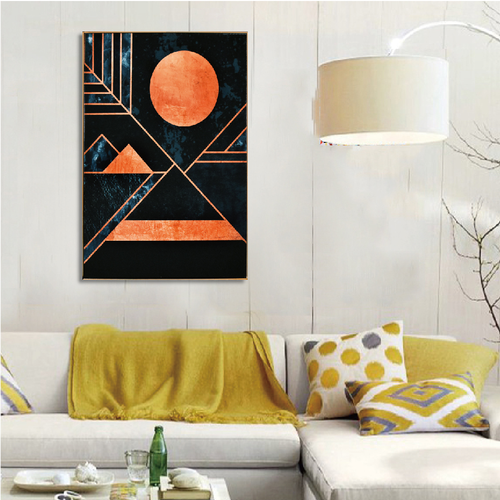 北歐風尚板畫有框畫40x60-三角金月WA107