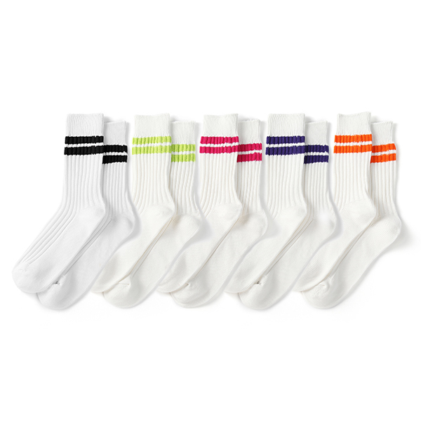 全球街頭百搭 厚實 粗線 超舒適 條紋 中筒襪