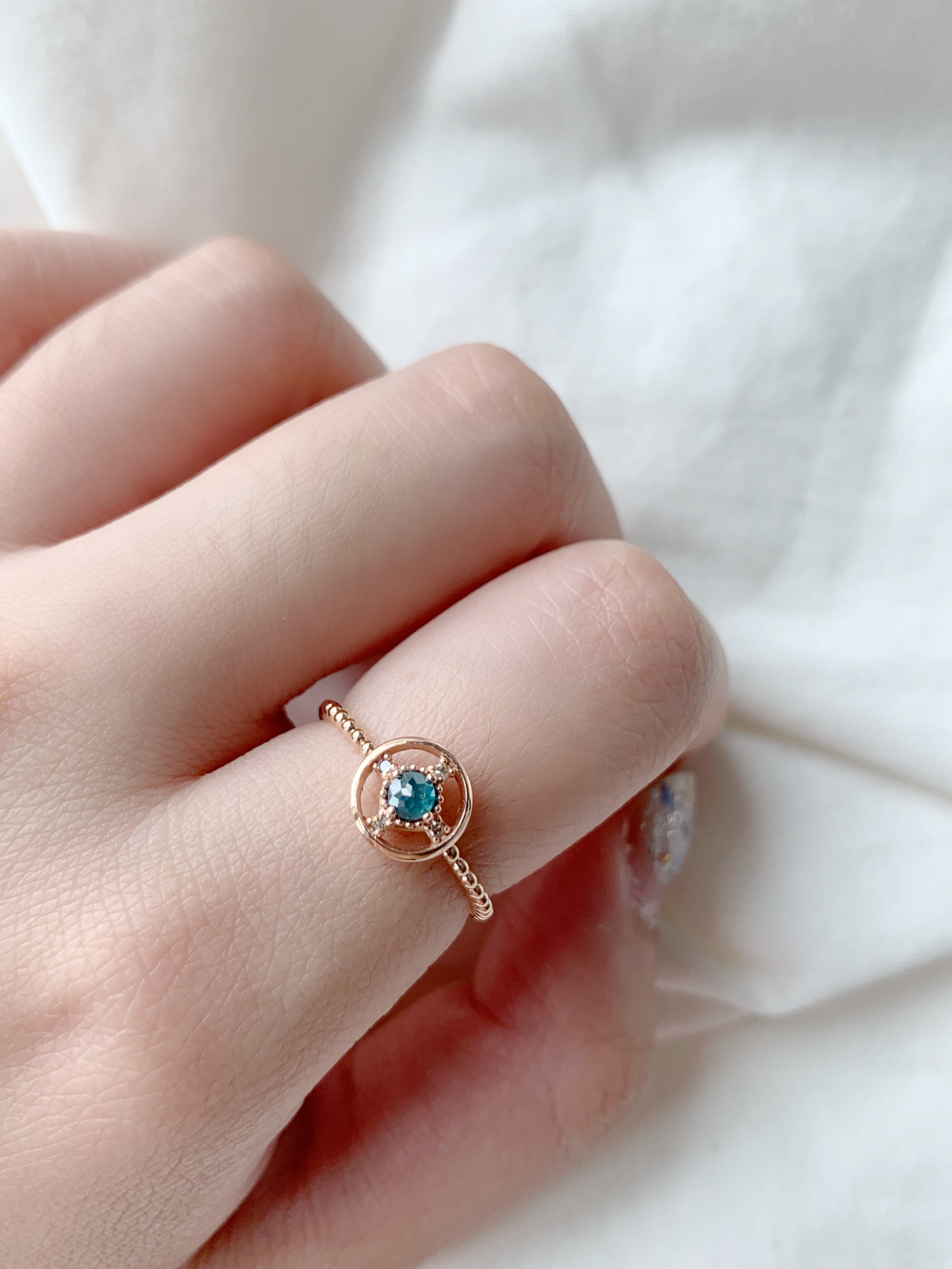 14k 船舵藍鑽戒指