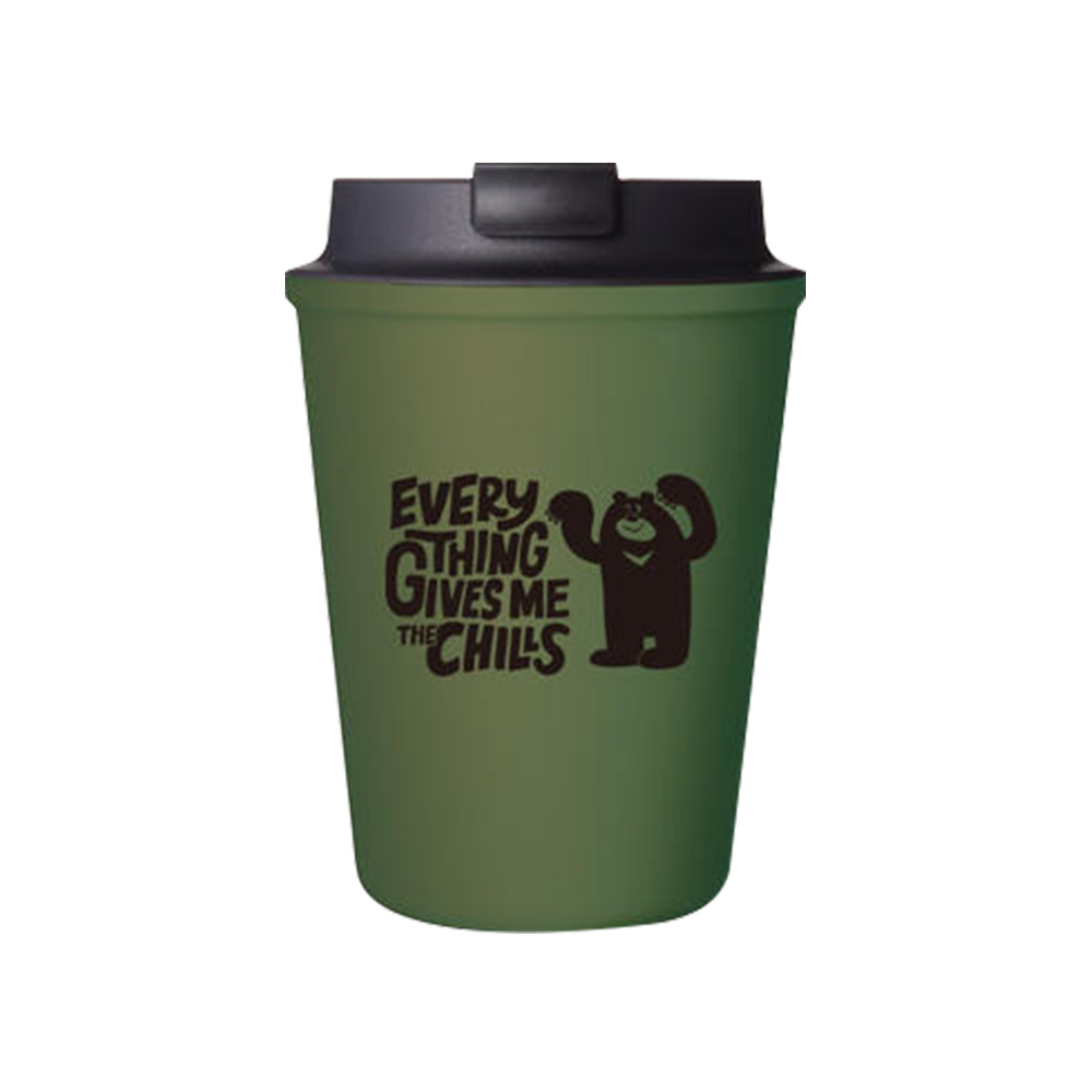Rivers WALLMUG Sleek SOREGAII 雙層隨行咖啡杯 這是一隻好熊 350ml_橄欖綠