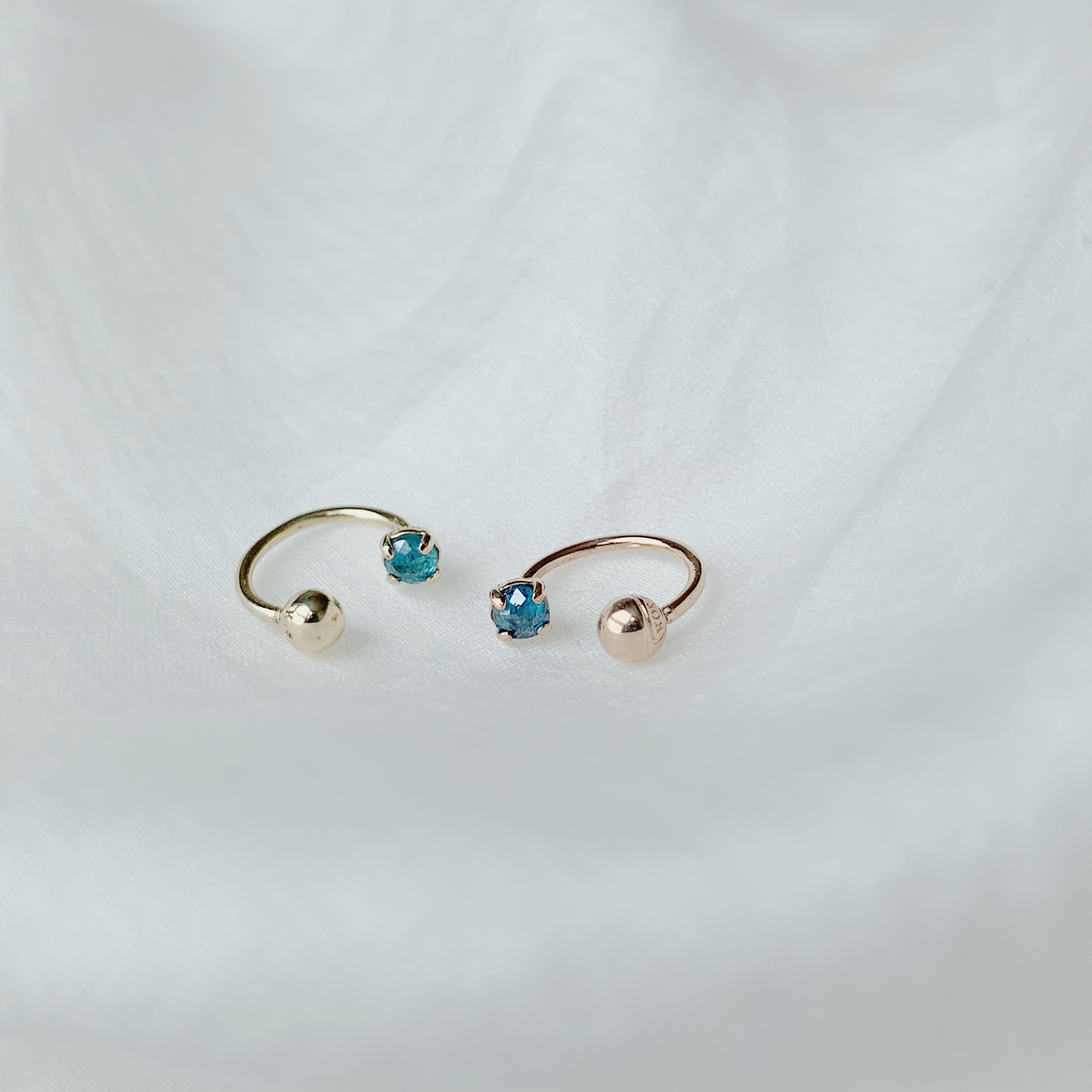 14k 流星鎚藍鑽轉珠耳環