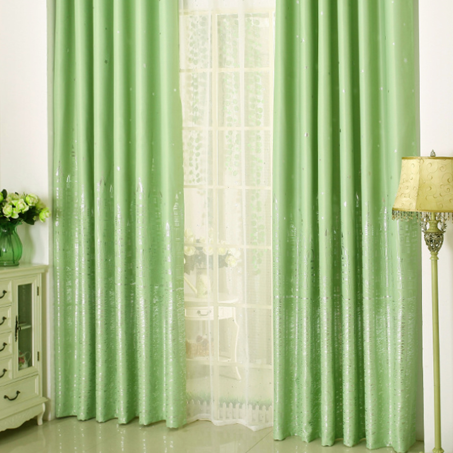 地中海 • 綠色燙銀 • 遮光窗簾