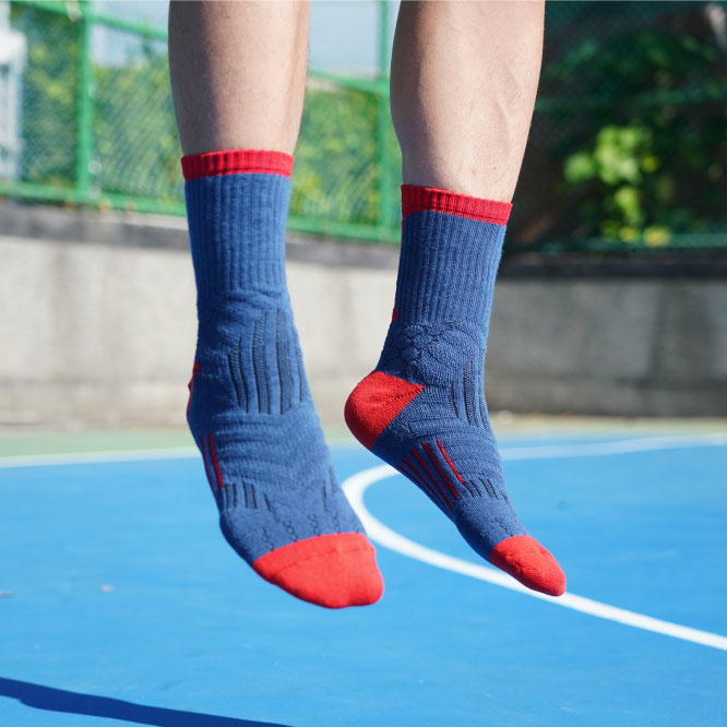 OH9黑狗運動襪競技籃球襪紅藍1