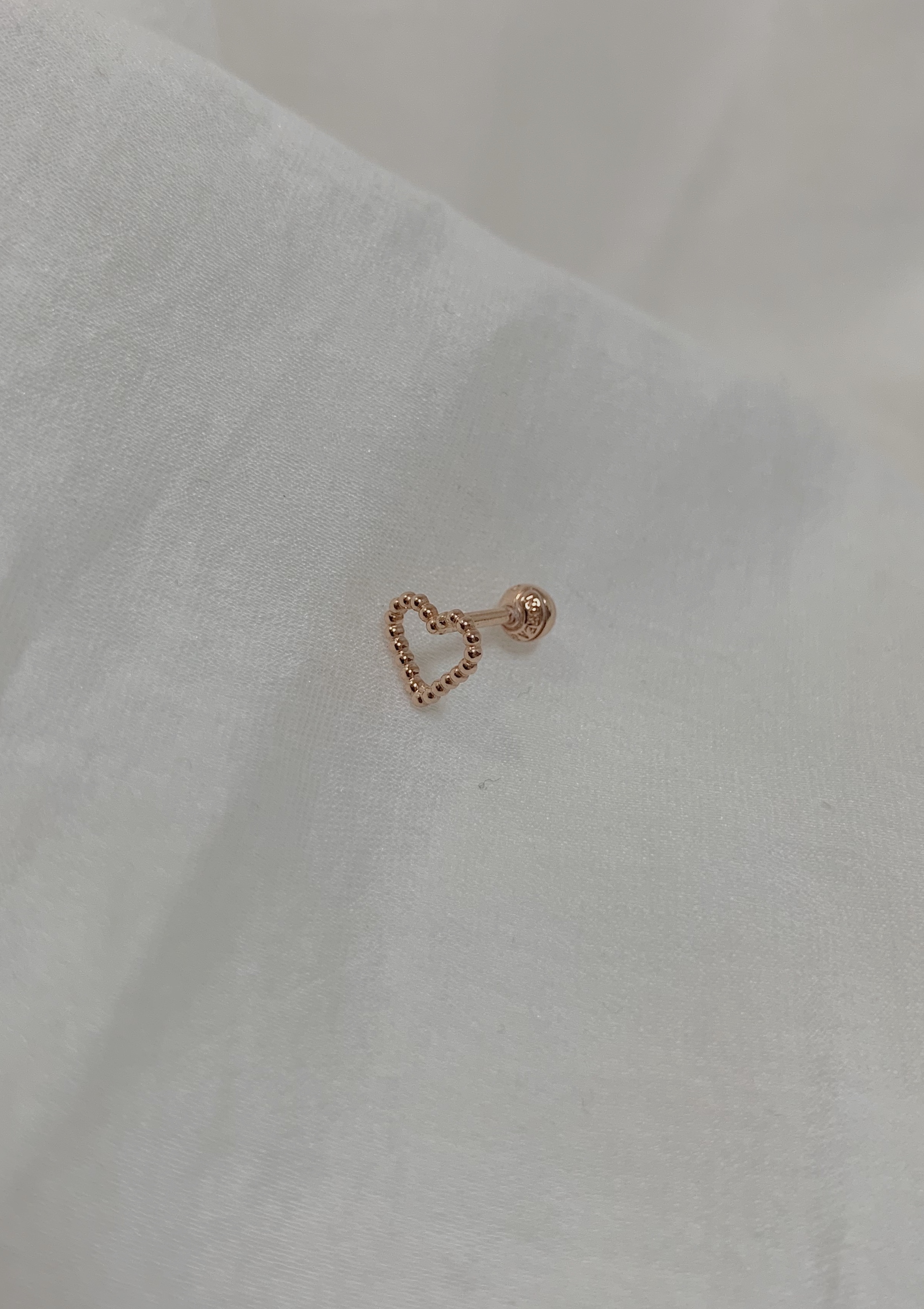 14k玫瑰金 麻花愛心轉珠耳環